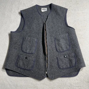 Vintage 60s Woolrich Vest Mens 44 Gray Wool Cowboy Ranchwear Western Style 12 - Picture 1 of 15