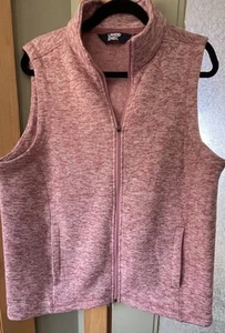 Lands' End Poly Sweater Fleece Vest Women's XL Pink Heather Full Zip Pockets - Picture 1 of 5