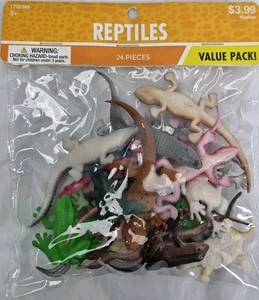 Reptilien Tiere Figuren Spielzeug Kinder Spielzeit Kunststoff 24 Stück Vorteilspack Neu - Bild 1 von 12