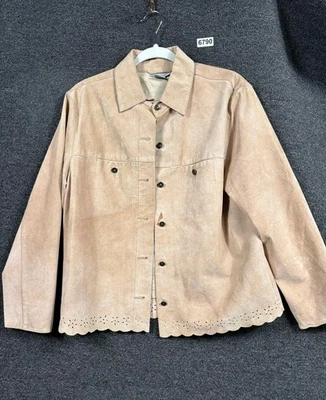 Chaqueta de gamuza IVY para mujer de cuero tostado medio ojales dobladillo de vieira botón abrigo delantero Foto 1 de 4