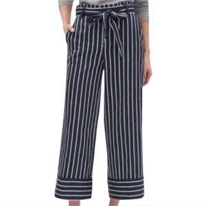Banana Republic blue White and Red Striped Gaucho Wide Leg Cropped Pants Size 6 - Picture 1 of 10