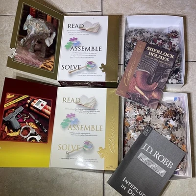 (2) JD Robb | Sherlock Holmes Mystery Jigsaw 1000 Pc Puzzle Interlude Death Lot - Image 1 of 4