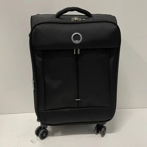 DELSEY Flight Lite 20” Carry On Luggage Softside Spinner 4-Wheel Black Smooth - Picture 1 of 12
