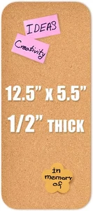 Tablero de corcho autoadhesivo de 1 pieza de 12,5"*5,5", tableros de corcho de 1/2" (12 mm) de espesor para paredes - Imagen 1 de 2
