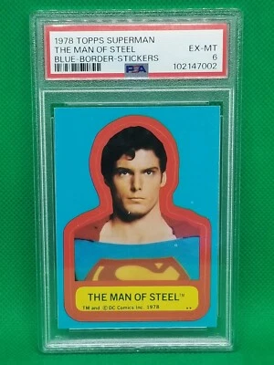 🌌1978 Topps Superman Stickers "The Man of Steel" Blue Border🌌 PSA 6 EX-MT - Image 1 of 2