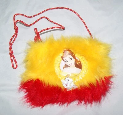 Disney Belle Princesa La Bella y la Bestia Monedero de Piel Difusa Oficial Rojo Amarillo Foto 1 de 4