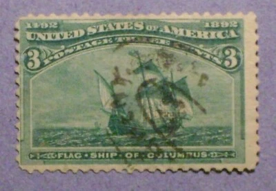 1893  Scott #232 Columbian Issue (Flag Ship of Columbus)  -  Used  CV $22.00 - Image 1 of 2