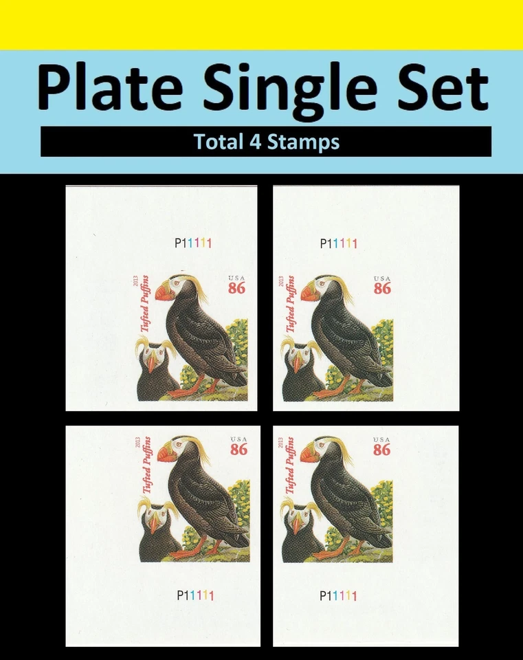 US 4737b Tufted Puffins 86c imperf NDC plate single set 4 (orange Year) MNH 2013 - Image 1 of 1