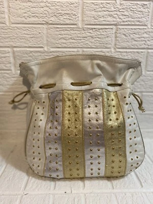 Park Avenue Int.  Shoulder  Bag White , Silver ,Gold Leather /Gold Studs Vintage - Image 1 of 4
