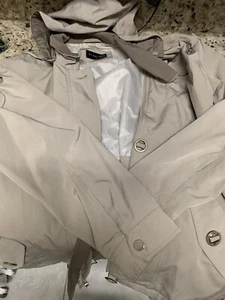 Braetan Coat Womens Large Button Up Lightweight Hooded Khaki Jacket Vintage L - Picture 1 of 4