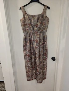 Vtg Lilli Diamond Long Dress Gown Gold Brocade  Floral Bombshell VLV TO Sz M/L - Picture 1 of 21