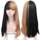 Long Straight Hair Anime Bangs Party Wig Pink And Black Wig Cosplay Lolita Wig