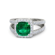 2.77 Ct Natural Diamond Emerald Gemstone Engagement Ring Platinum Rings Size N M