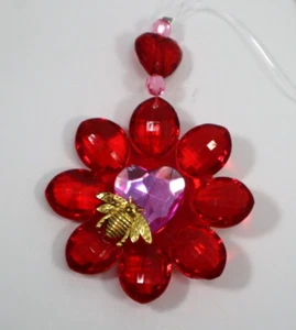 B3 Red 3.5" BEE MINE DAISY FLOWER CRYSTAL EXPRESSIONS ORNAMENT acrylic Ganz - Picture 1 of 9