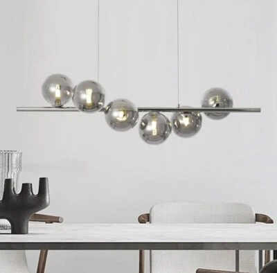 Lampadario a Sospensione 6xG9 Sfere Vetro 13CM Grigio Fumè Portalampada Interno - Immagine 1 di 4