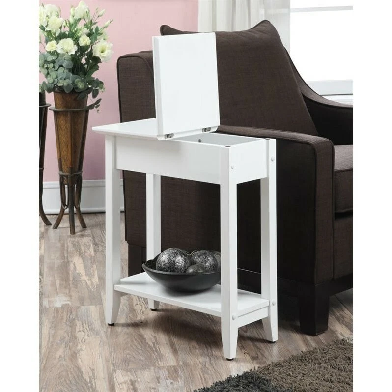 Convenience Concepts American Heritage Flip Top End Table White