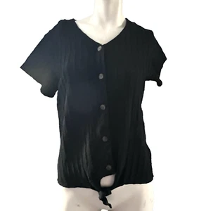 Weatherproof Womens Blouse S Textured Tie Front Casual Minimalist Y2K Gothic Top - Picture 1 of 8