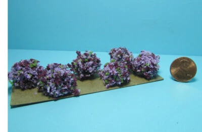 Dollhouse Miniature Outdoor Border Plants Shrubs Burgundy Mauve Set of 6 CABLP14 - Image 1 of 3