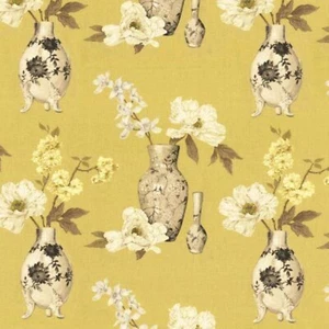 Floral Vase BUTTERCUP Home Decor Drapery Curtain Valance Craft Sewing Fabric BTY - Picture 1 of 11