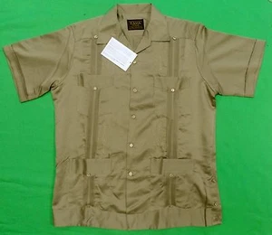 Men's Guayabera Yucateca Classica Copacabana Khaki Color Made in Mexico - Picture 1 of 2