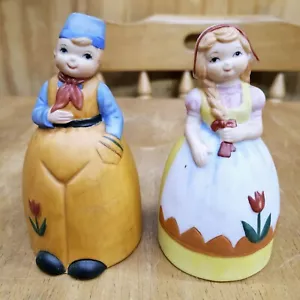 Vintage Dutch Tulip Boy & Girl Bell Figurines Holland - Picture 1 of 9