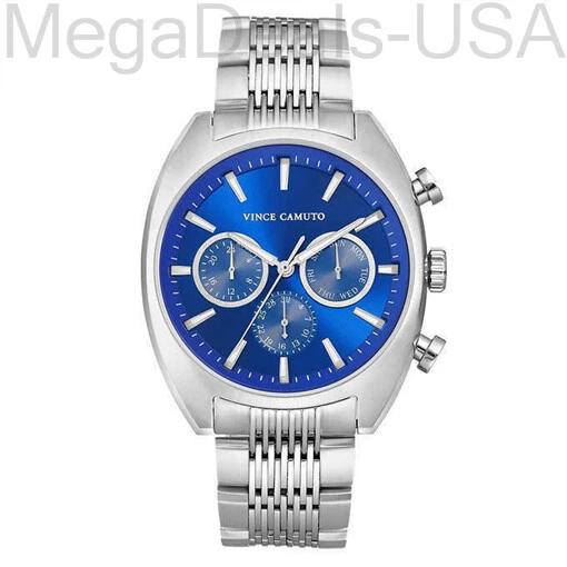 Vince Camuto Vc/1040blsv Men's Blue Dial Multifunction Stainless Steel Watch