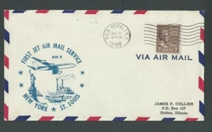 1959 7c Prexy #812 Sole Usage On Domestic 1st Flt Cover NY To St Louis Via--- - Bild 1 von 1