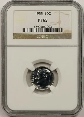 1955 10C NGC Proof PF 65 Roosevelt Dime - Image 1 of 4