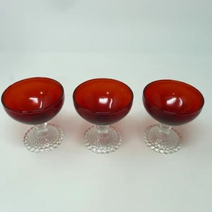 Anchor Hocking Berwick Boopie Ruby Red Champagne Tall Sherbet Glasses Set of 3 - Picture 1 of 3