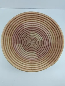 Primitive Coil Korb Gras handgewebt Boho Korb Schale 12,25" Pfirsich/Rosa - Bild 1 von 12