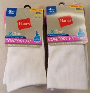 2 Hanes Sport Women's Comfort Fit Crew Socks 8 Pairs  Multicolored Heel 8-12 - Picture 1 of 5