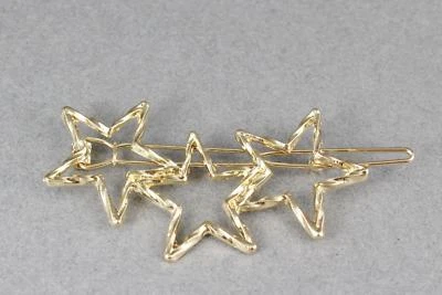 Gold star barrette outline shape metal hair clip barrette shiny clip 2 3/8" long - Image 1 of 4