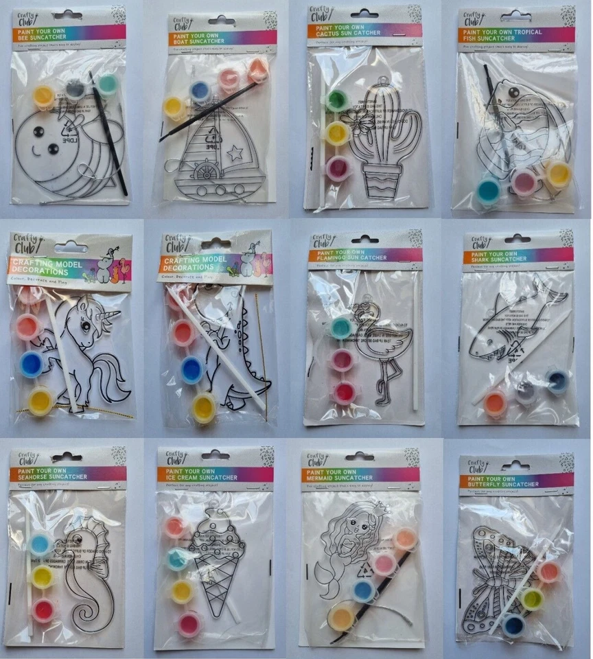 CRAFTY CLUB Artesanías infantiles hágalo usted mismo para niños ¡Crea pinta tu propio kit Suncatcher 33 diseños!