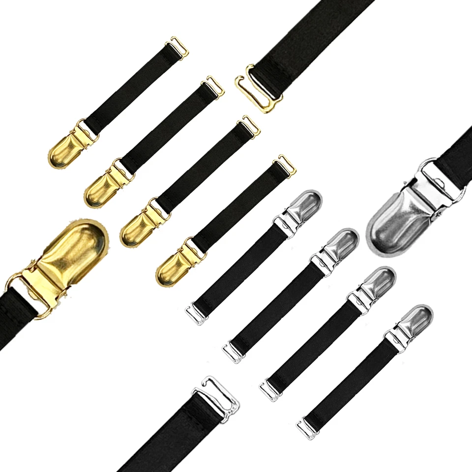 SATINI Short Replacement Large Strong Metal Clip Suspender Belt Lingerie Straps