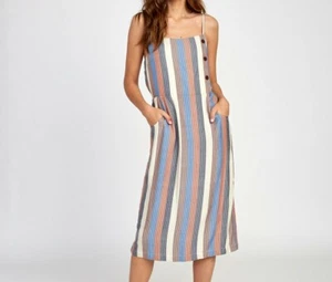 Vestido midi a rayas RVCA para mujer PROXY - MUL - XS - NUEVO CON ETIQUETAS  - Imagen 1 de 3