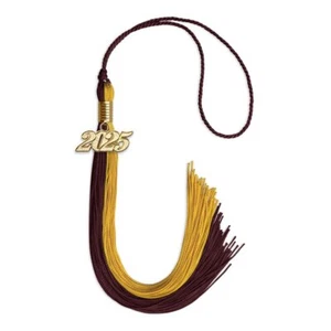Endea Graduation Maroon/Bright Gold Tassel With Gold Date Drop - Picture 1 of 21