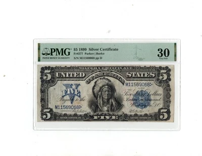 1899 $5 Silver Certificate "Indian Chief"  Note.Fr-277 PMG-30 - Image 1 of 2