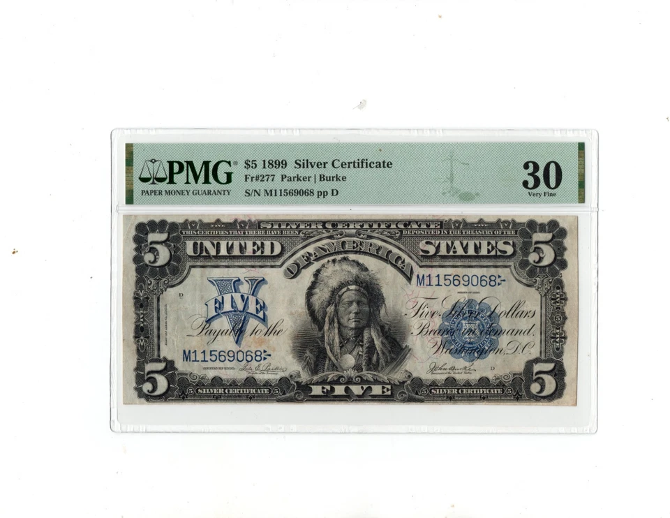 1899 $5 Silver Certificate "Indian Chief"  Note.Fr-277 PMG-30 - Image 1 of 2