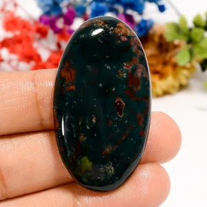 53.50 Cts 100% Natural Amazing Bloodstone Oval Shape 43X24X6MM Cabochon Gemstone - Picture 1 of 2