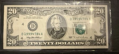 US $20 Federal Reserve Note Series 1995 Cleveland, OH Ungraded Serial D19994784A - Image 1 of 4