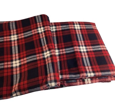Red Navy White Plaid Flannel Fabric Lot Medium-Weight Sewing Material 1 Yard & 2 - Image 1 of 4