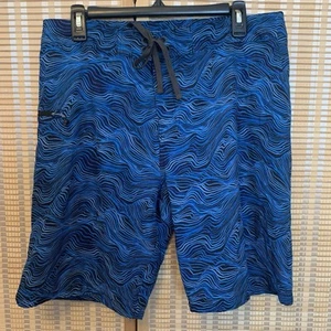 PRANA Men's Surf Board Shorts Swim Shorts Blue Black Size 33 - Picture 1 of 5