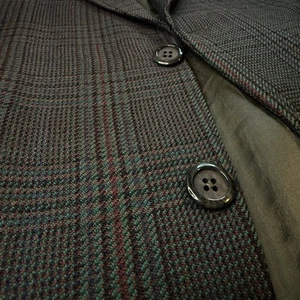 Savile Row Overcheck Mens Jacket 46R Green Tartan Wool Sport Coat Blazer Preppy - Picture 1 of 13