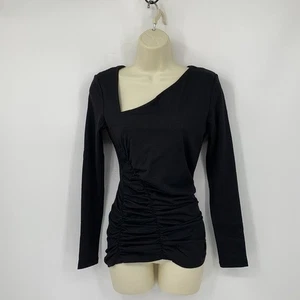 Susana Monaco Side Angle top shirt blouse black stretch jersey knit new X-Large - Picture 1 of 5