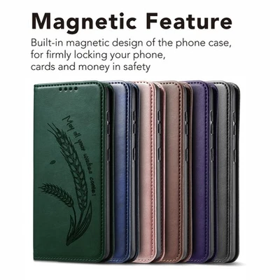 Magnetic Embossed Wallet Stand Phone Case Cover for iPhone 17 16 15 14 13 12 11 - Image 1 of 4