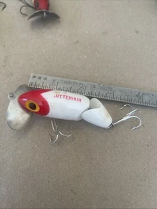 Vintage Fred Arbogast JITTERBUG Topwater Lure in Red/White Metal Bill 3” Excl - Picture 1 of 9