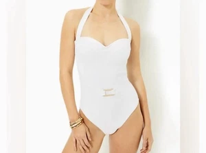 Traje de baño halter de una pieza blanco Jyn Lilly Pulitzer talla 10 NUEVO - Imagen 1 de 7