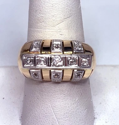 Anillo de diamantes vintage de oro amarillo de 18k de 3,10 quilates talla 9 Foto 1 de 4