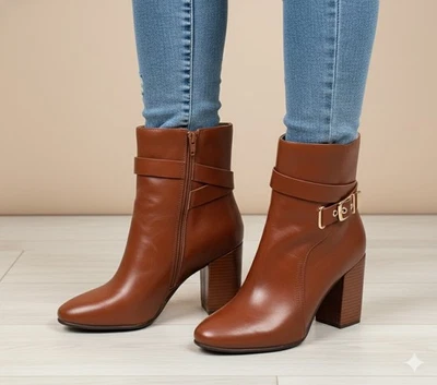 Andrew Geller Boots ILLAN women's Size 6  Caramel  color  3" Block Heel - Image 1 of 4