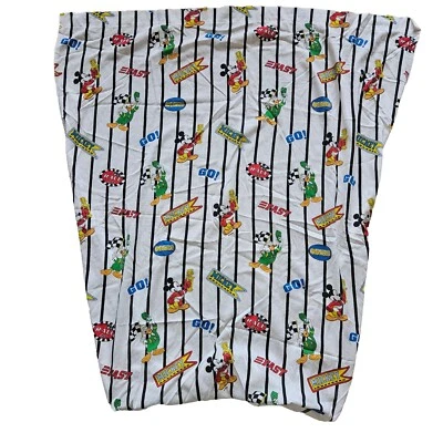 Vtg Disney Dundee Crib Sheet Half Fitted Half Flat Mickey Mouse Car Racing USA - Image 1 of 4